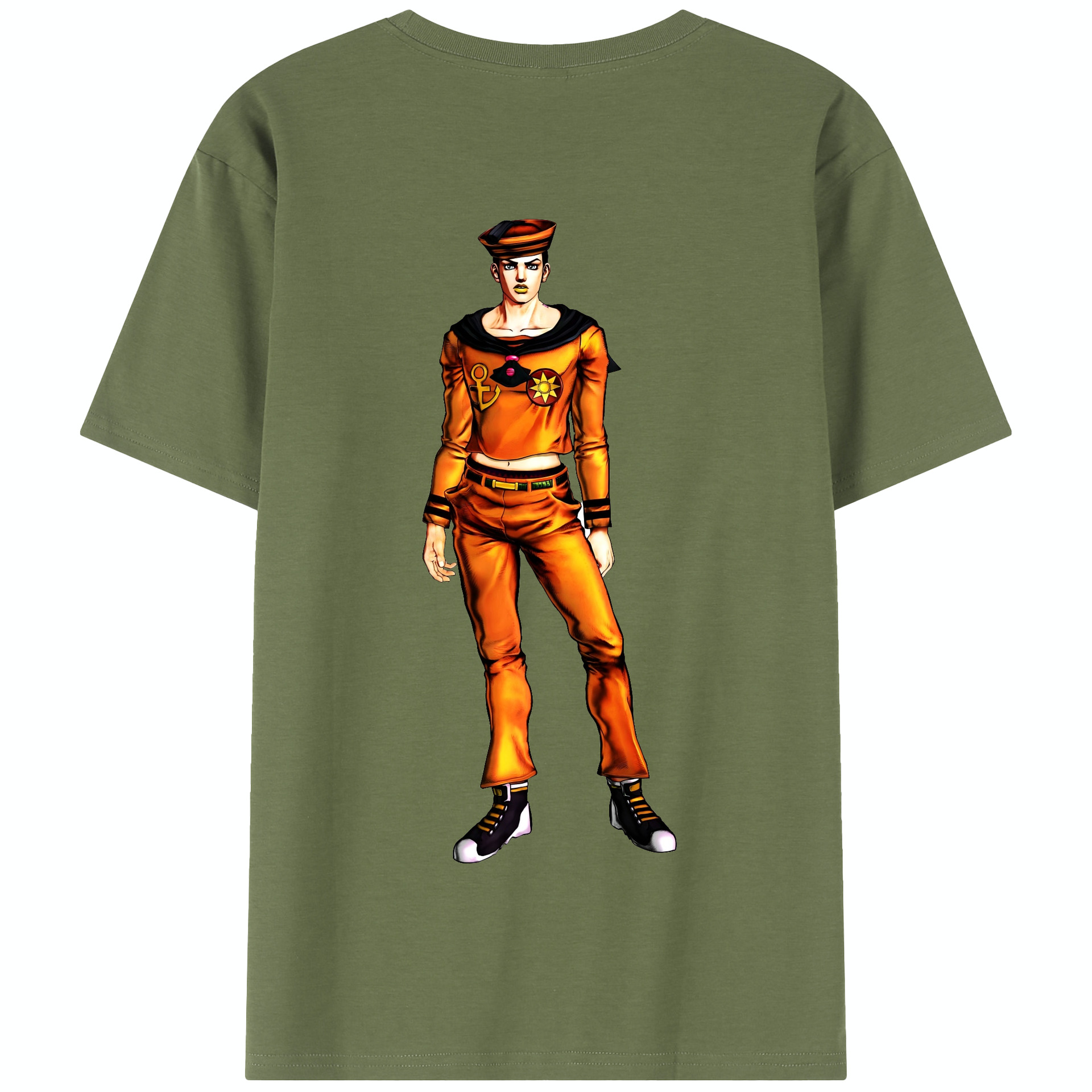 （画像用） ジョジョの奇妙な冒険 東方定助 JoJo's Bizarre Adventure Higashikata Josuke 綿100％半袖Tシャツ（背面プリント）